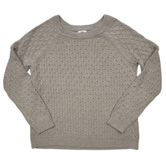 Old Navy Honeycomb Knit Raglan Textured Sweater Mushroom Neutral L - Picture 1 of 10